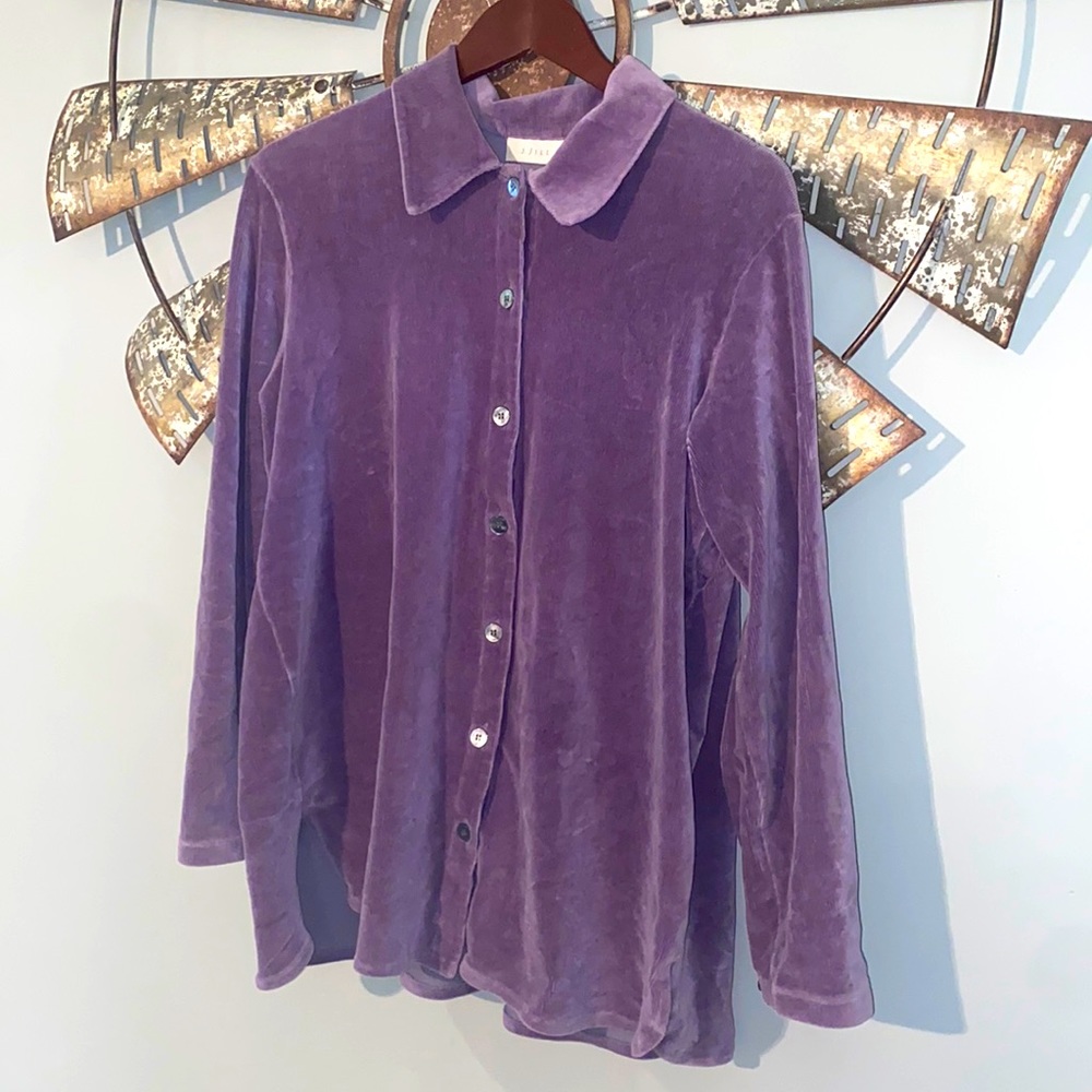 J Jill | Purple Stretch Button Down Super Soft